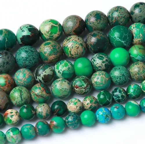 Miniatura 17 de Cuentas Redondas Sueltas de Gemas Naturales, Cuentas de Piedra Energética de Cristal para Hacer Joyas 15" (Jade Hielo, 10MM)