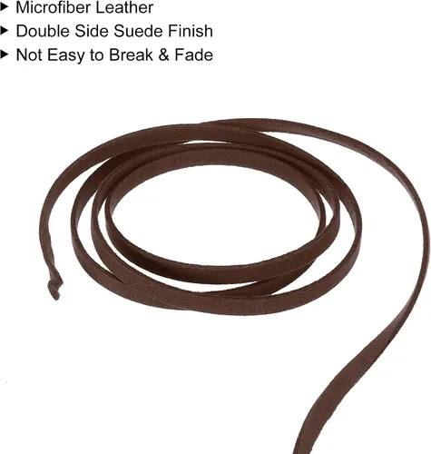 Miniatura 4 de uxcell Cordón de gamuza, 50 yardas, 0.197 in, cuerda de hilo de cuero plana para bolso, bolso, cordones de zapatos, manualidades, fabricación