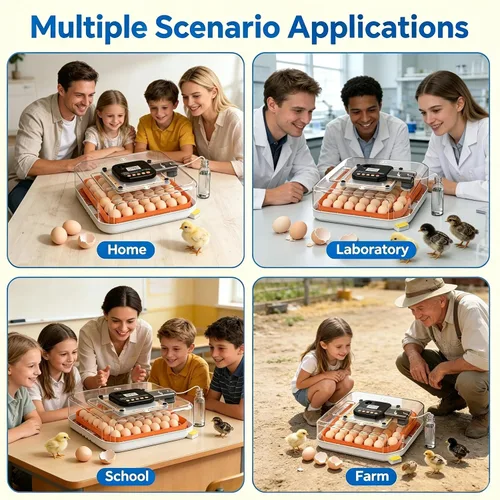 Miniatura 8 de Incubadora de 48 huevos con girador automático, control digital de temperatura y humedad, vela de huevos incorporada, recarga de agua externa