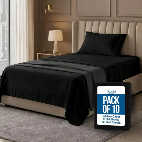 Miniatura 13 de Utopia Bedding Juego de sábanas de tamaño King, paquete a granel de 8 sábanas, microfibra suave cepillada, bolsillos profundos, resistente al