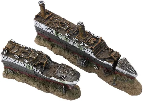 Miniatura 2 de JTLB Titanic - Modelo sumergible naufragado 24 × 10 × 3.5 in Titanic Lost Wrecked Boat Ship Aquarium Decoration Ornament Wreck Ornaments