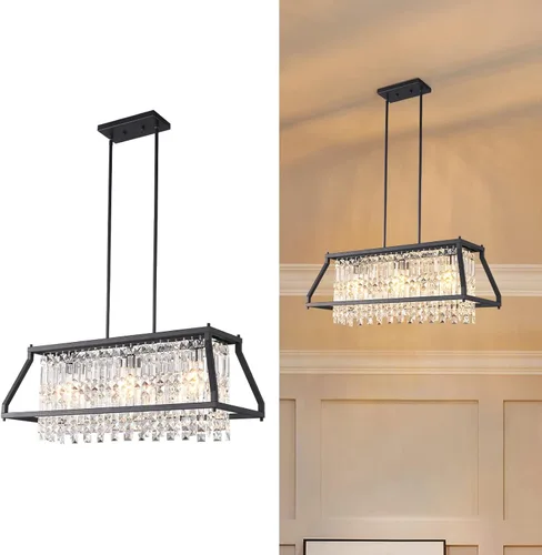 Miniatura 21 de LMQNINE Candelabro Moderno para Vestíbulo, Candelabro de Cristal Dorado Lámpara Colgante de Entrada, Candelabros Redondos de Altura Ajustable
