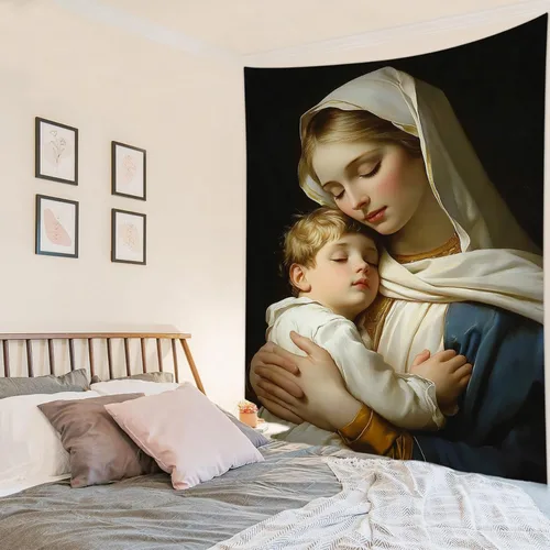 Miniatura 16 de HVEST Tapiz cristiano para colgar en la pared, tapiz navideño para colgar en la pared, tapiz de Jesús para dormitorio, habitación, decoración