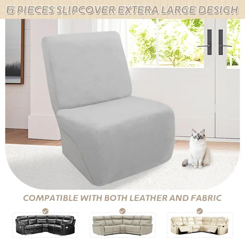 Miniatura 109 de Arfntevss Fundas de sofá seccional reclinable de terciopelo, Funda de sofá seccional de esquina para sofá reclinable, Funda elástica suave