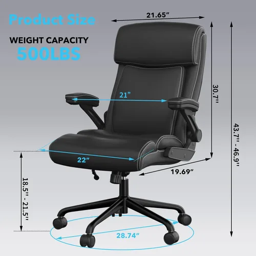 Miniatura 3 de ralex-chair Silla de oficina grande y alta, 500 libras para personas pesadas, silla de escritorio ejecutiva de cuero con respaldo alto