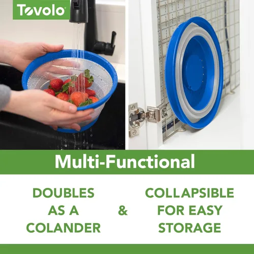 Miniatura 4 de Tovolo Cubierta para Microondas contra Salpicaduras de Alimentos, Pequeña (Azul) - Tapa de Protección contra Salpicaduras de Silicona Plegable