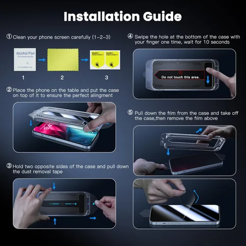 Miniatura 6 de Uyiton Protector de pantalla de privacidad para iPhone 13/13 Pro/14 UnBreak-Glass, 28° Anti-Espía [Cero Burbujas] Irrompible Cobertura Completa