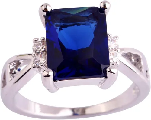 Anillo solitario chapado en plata 925 con circonita cúbica de amatista artificial para mujer