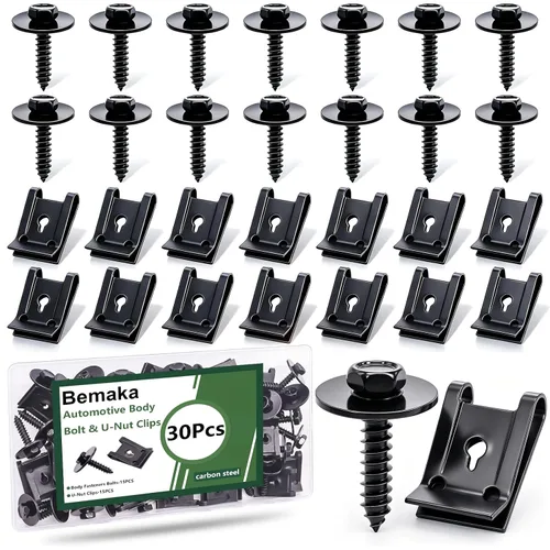 Miniatura 11 de 60Pcs U-Nut Clips and Body Bolts Screws Assortment Kit, 10 Sizes Auto Car U Clips Fender Liner Screw for Most Cars Bumper Engine Splash Shield