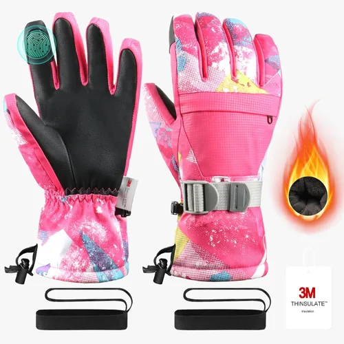 Guantes para clima frío, guantes de esquí, guantes de nieve, guantes de invierno impermeables, hombres y mujeres, para padres e hijos