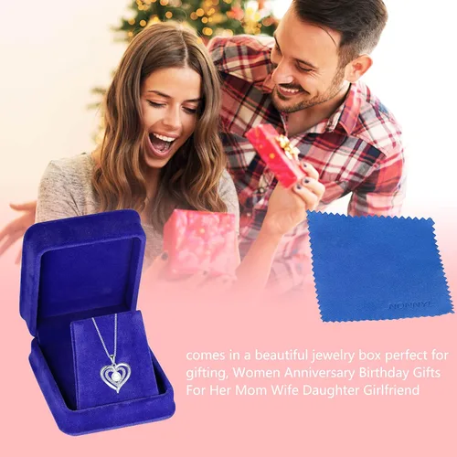 Miniatura 6 de Nonnyl Collares con colgante de perlas reales blancas cultivadas de agua dulce para mujer, regalos de Navidad para esposa, mamá, novia, aniversario
