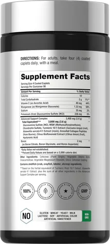 Miniatura 2 de Horbäach Glucosamina condroitina MSM 3600 mg 360 comprimidos Fórmula avanzada con cúrcuma Sin OMG, sin gluten Fórmula avanzada con cúrcuma