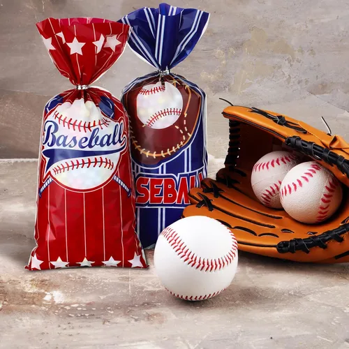 Miniatura 3 de HOTOP 100 bolsas de celofán de béisbol, regalos de fiesta de béisbol, bolsas de regalo de béisbol, bolsas de golosinas de béisbol, bolsas de dulces