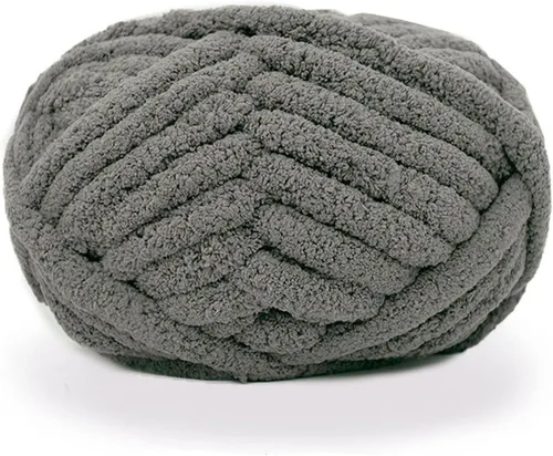 Hilo de felpilla de punto grueso para mantas de tejer a mano, hilo súper suave para mantas grandes jumbo, color gris oscuro