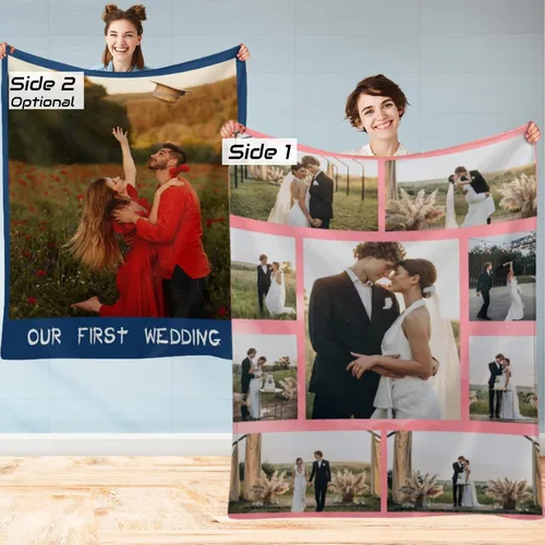 Miniatura 31 de M YESCUSTOM Manta personalizada con imagen y texto, manta personalizada de collage de fotos, mantas de vellón personalizadas para regalo de 1 imagen