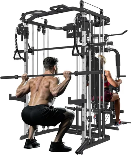Miniatura 2 de Sistema de gimnasio todo en uno para el hogar, estación de entrenamiento multifunción con máquina Smith, jaula de potencia y sistema de cruce