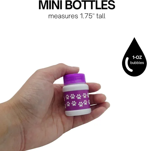 Miniatura 4 de Paquete de 24 botellas de burbujas con estampado de patas, mini burbujas de 1 onza líquida, recuerdos de fiesta de perro de patas, rellenos