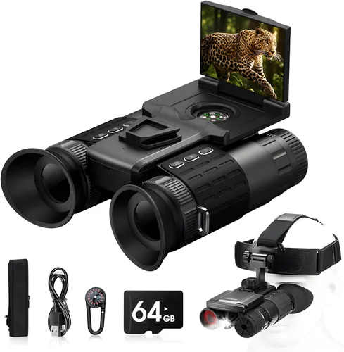 Gafas de visión nocturna montadas en la cabeza con pantalla para adultos de 2000 pies, binoculares de visión nocturna 4K, gafas infrarrojas con