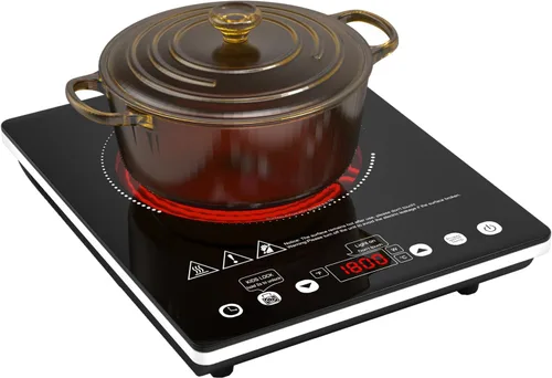 Miniatura 9 de Placa de Cocción Eléctrica 110v, Estufa Eléctrica de Un Solo Quemador Placa de Cocción Infrarroja Placa Caliente 1800W, Configuración de 4 Horas