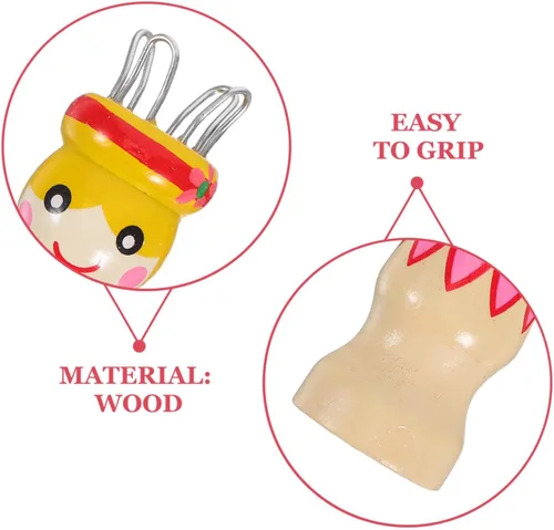Miniatura 4 de ARTIBETTER 2 juegos de herramientas de tejer de madera con patrón pintado a mano de bricolaje carrete de tejer francés y herramienta de mano