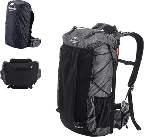 Miniatura 8 de Naturehike Rock-40L/60L+5L mochila de senderismo con marco interno, mochila de camping impermeable, mochila ultraligera para el aire libre