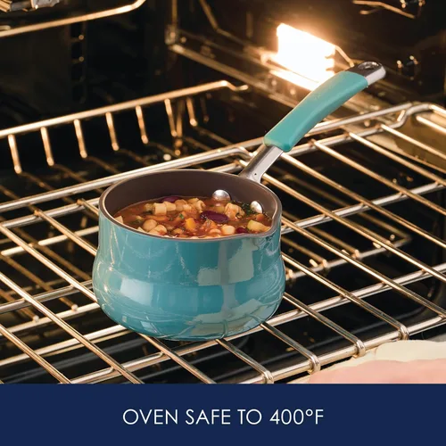 Miniatura 6 de Rachael Ray Cucina - Calentador de mantequilla antiadherente/cacerola pequeña, 0.75 cuartos de galón, azul agave