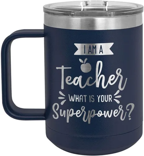 Miniatura 19 de I AM A TEACHER WHAT IS YOUR SUPERPOWER Taza de café roja de 15 oz con tapa deslizante Taza de café de viaje aislada Ideas de regalos de Rojo