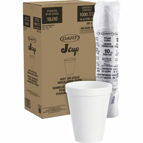 Miniatura 2 de Dart 10J10, vasos térmicos de espuma, 10 onzas, blancos, 25 por bolsa (caja de 40 bolsas)