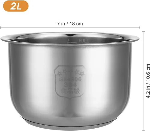 Miniatura 2 de Hemoton Recambio de olla de arroz de acero inoxidable de 7.1 pulgadas, tapa interior universal de acero inoxidable 304, parte inferior gruesa