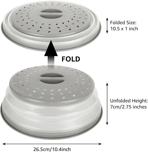 Miniatura 5 de Cubierta plegable para microondas con ventilación de vapor, apta para lavavajillas, sin BPA (gris)
