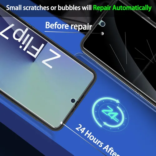 Miniatura 5 de IMBZBK [Instalación automática] Paquete de 2 protectores de pantalla de privacidad para Samsung Galaxy Z Flip 7, 2 películas antiespía interiores +