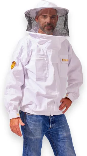 Sting Stopper - Chaqueta de apicultura para adultos con velo redondo y sombrero para protección contra picaduras de abeja de miel con lona de