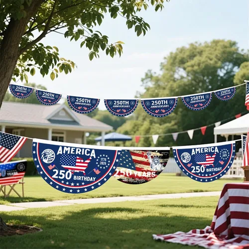 Miniatura 5 de 2 banderas de Estados Unidos con el número 250 aniversario, banderas para fanáticos de 1776-2026 de 1.5 x 3 pies, bandera de aniversario