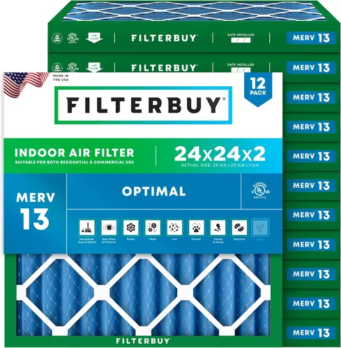Miniatura 28 de Filterbuy Filtro de aire de 8 x 14 x 1 pulgadas MERV 13 de defensa óptima (paquete de 12), filtros de aire de repuesto plisados HVAC para calderas