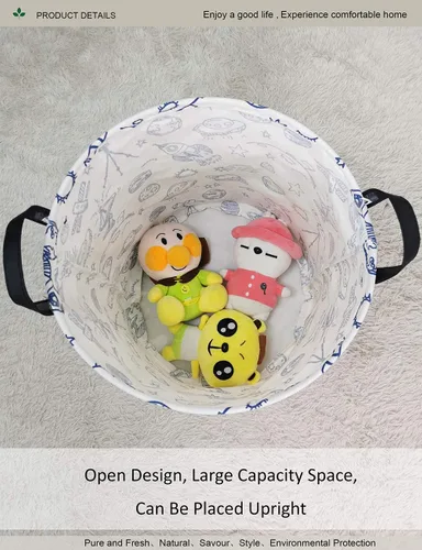 Miniatura 4 de Canasta Onoev de lavandería, plegable, redonda, de lona, para guardería, adecuada para niños, oficina, dormitorio, ropa, almacenamiento de juguetes