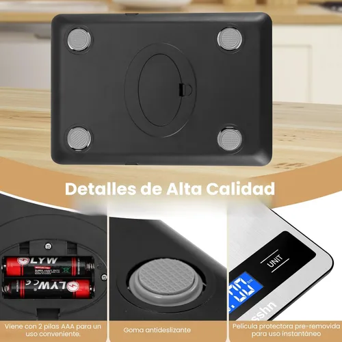 Miniatura 6 de Báscula de alimentos, báscula de cocina de 11 libras con precisión de 0.05 oz/1 g, 6 unidades de función de tara y pantalla LCD, báscula digital