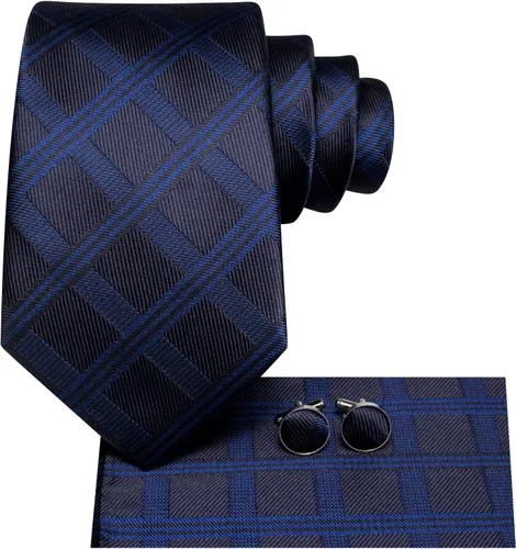 Miniatura 244 de Dubulle Corbata tejida de cachemira para hombre y gemelos de pañuelo para hombre, conjunto de gemelos para boda formal y negocios
