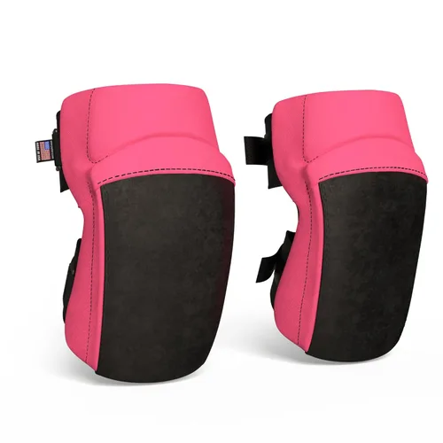 Miniatura 8 de PRO - Rodilleras estilo constructor para mujer con 3 niveles de protección, rosa, 1 par, tapa de plástico de soporte plano y cierres ajustables