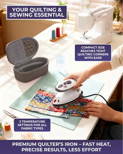 Miniatura 8 de The Quilted Bear Mini Plancha, Soporte y Alfombrilla para Planchar - Mini Plancha de Vapor Ligera con Estuche de Viaje de Carcasa Rígida, Soporte