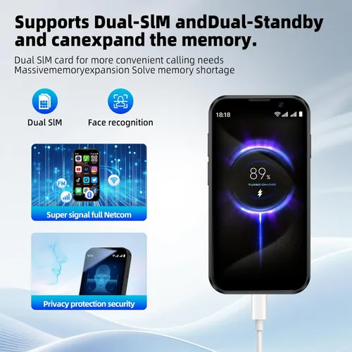 Miniatura 5 de Mini teléfono desbloqueado mini teléfono celular para niños, teléfono celular más pequeño del mundo, pantalla táctil HD de 3.0 pulgadas, Quad Core