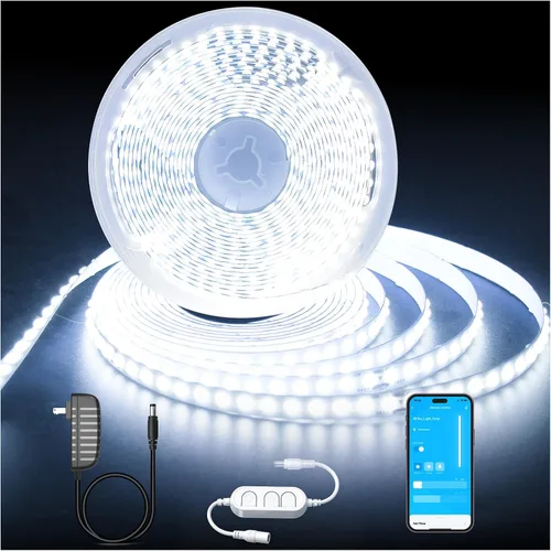 Miniatura 10 de DAYBETTER 16.4FT Tira de luces LED COB regulable, luces LED de alta luminosidad, 6500K blanco brillante de luz diurna, 24V, 140 LEDs, cinta LED