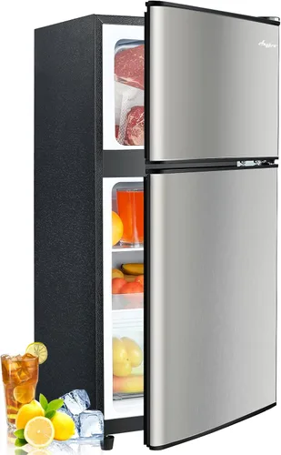 Miniatura 11 de Anypro Refrigerador de 2.9 pies cúbicos con congelador, refrigerador de doble puerta con control de temperatura de 7 niveles, luz LED, estantes