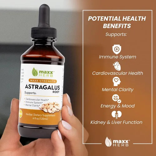 Miniatura 3 de Maxx Herb Extracto de raíz de astrágalo: la tintura líquida de máxima fuerza se absorbe mejor que las cápsulas o el polvo, para apoyo inmunológico