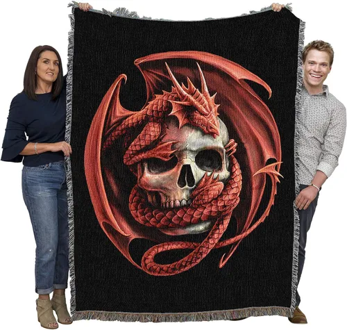 Miniatura 22 de Pure Country Weavers Anne Stokes - Manta de belleza de dragón de la colección Age of Dragons – Manta de fantasía para regalo tejida de algodón
