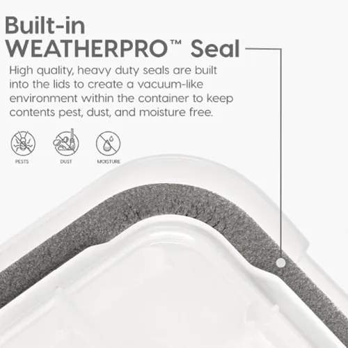 Miniatura 3 de IRIS USA - Contenedor organizador de plástico hermético para almacenamiento, 46.6 cuartos de capacidad, con tapa duradera, sello y hebillas