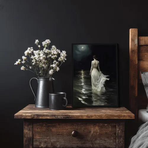 Miniatura 3 de Arte de pared enmarcado de mujer melancólica Arte de pared de academia oscura Pintura decorativa victoriana gótica Arte de mujer en impresión