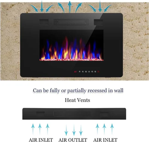 Miniatura 4 de R.W.FLAME - Chimenea empotrable ultrafina para pared (30 y 60 pulgadas)