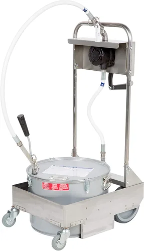 Miniatura 7 de MirOil Máquina de filtro de aceite para freidora 75HD con carrito de descartar y bomba manual, sistema de filtración para freidora para catering