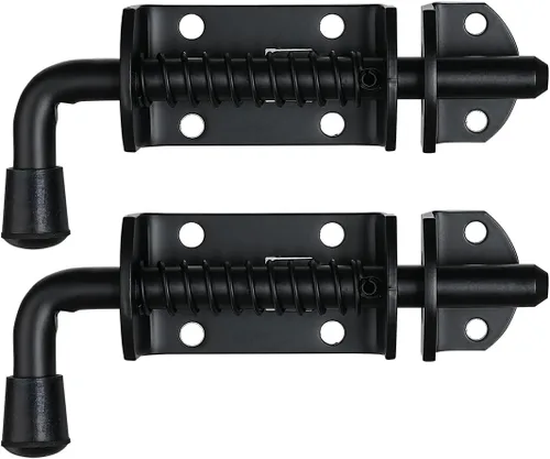 Miniatura 9 de JQK pasador de pestillo con resorte, perno de barril de acero inoxidable 304 engrosado de 2 mm para cerradura de puerta, acabado cepillado de 5 Negro