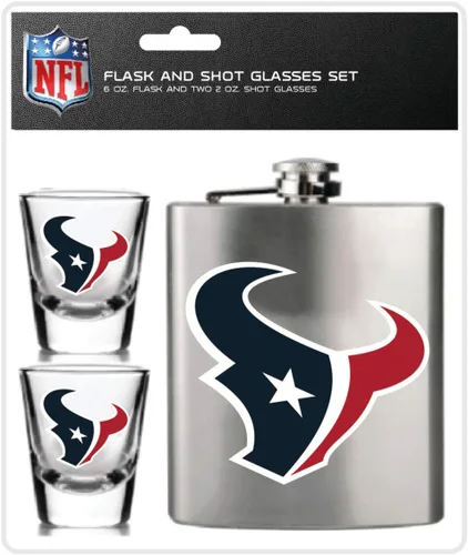 Miniatura 4 de Juego de vasos de chupito y petaca de acero inoxidable de la NFL